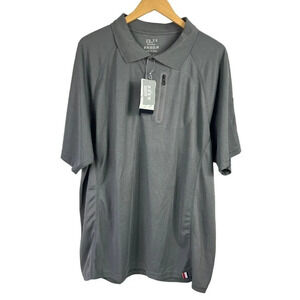 Zitty Men's Polo Shirt Gray Size 3XL Chest Zip & Sleeve Pockets Golf Athletic